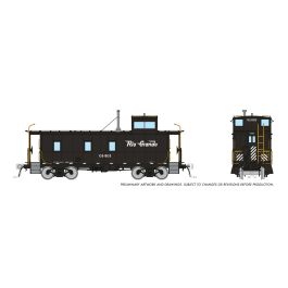 HO D&RGW End Cupola Steel Caboose w/ Post-War Mods: Black Scheme: #01446