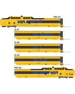 HO UAC TurboTrain (DC/DCC/Sound): VIA #1 - 5-Car Set: #146-201-256-228-151
