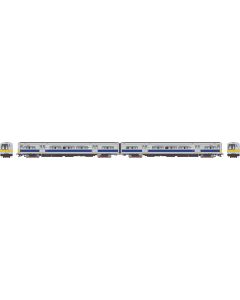 HO Budd M3 set (DC/Silent): LIRR/MTA - Blue Stripe / Yellow Ends: #9803 + 9804