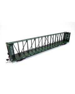 HO NSC Centerbeam Flatcar: BC Rail - Green: 6-Pack
