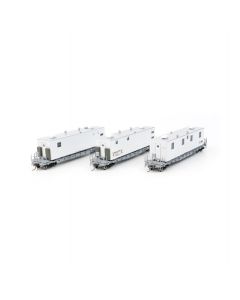 HO F30A 50' Flat Car w/Camp Van: NS - MOW: 3-Pack